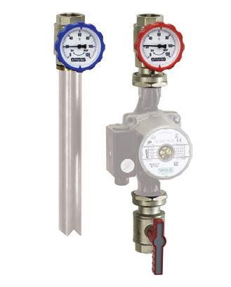 PUMP VLV STS Pump valve set for use in heating systems, consisting of: pc. pump ball valve with integral backflow limiter and red thermometer handle pc.