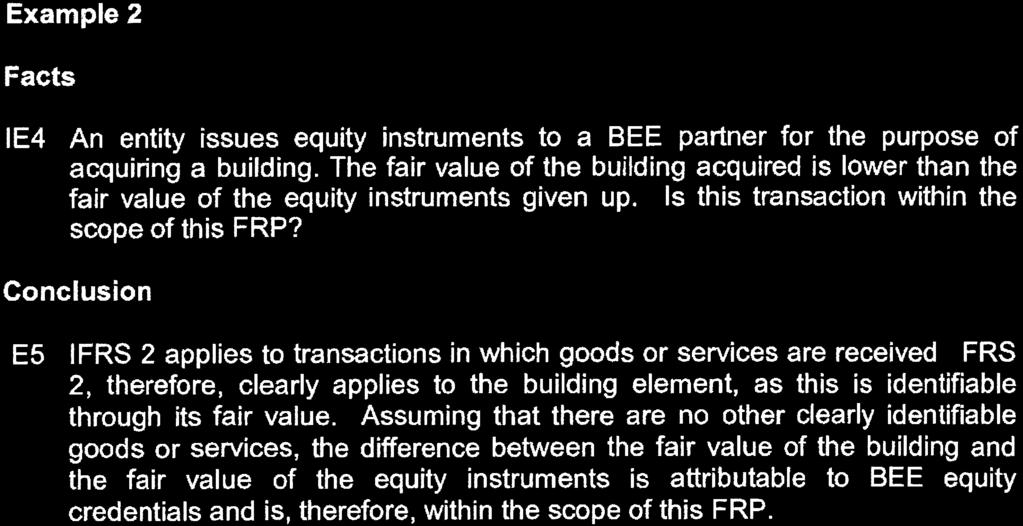 Illustrative Examples of the application of the scope Exclusion of goods or services that are unrelated to obtaining BEE equity credentials (paragraphs 6 to 10 of the FRP) Example 1 Facts El A BEE