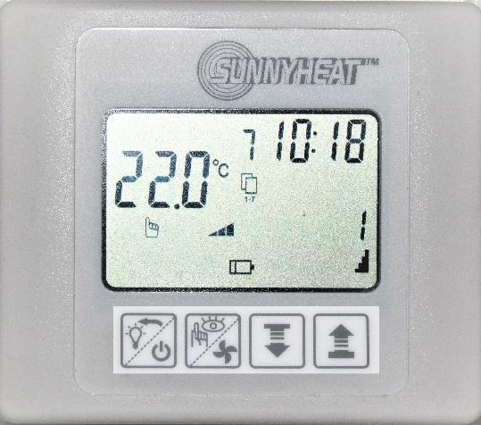 ISTC kontroller (Intelligent Saving Temperature Controller) SKJERM: Lys: På/av Temperatur Faktisk temp. = øye Ønsket temp.