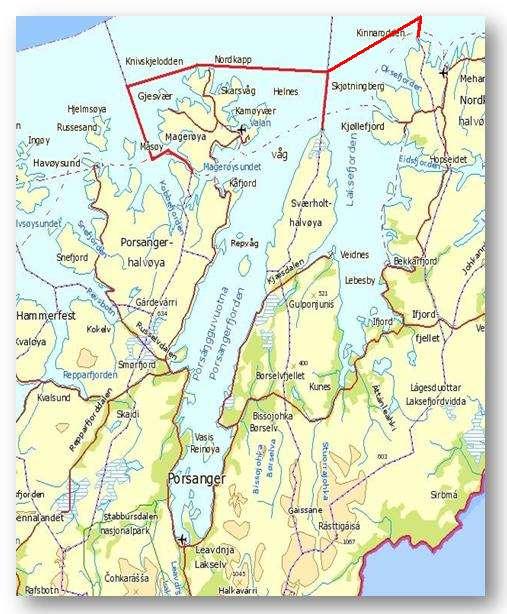 4.2 Geografisk område I dag omfatter Nordkappregionen Havn