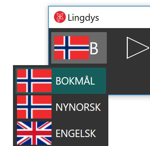 For å aktivere og deaktivere skrivestøtten klikker man på Lingdys-ikonet. Bildene over viser når Lingdys er aktivert (bildet til venstre) og når det er deaktivert (bildet til høyre).