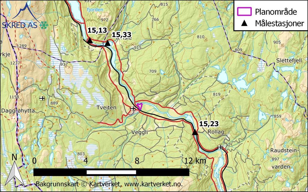 Tabell 4: Feltkarakteristika til målestasjoner. Målestasjon Feltareal qn Eff. Sjø Skog Sjø Snau-fjell [km 2 ] [l/s*km 2 ] [%] [%] [%] [%] Høydeint.