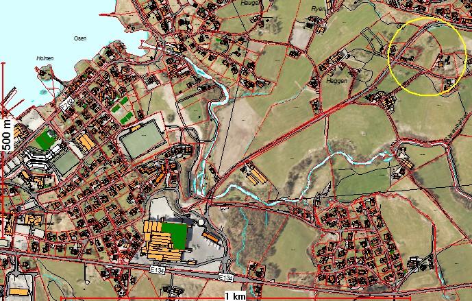Planområdet er på om lag 13 daa, og ligg like nedanfor bustadfeltet Øvrehagen, 1,5 km aust for sentrum i Ølen.