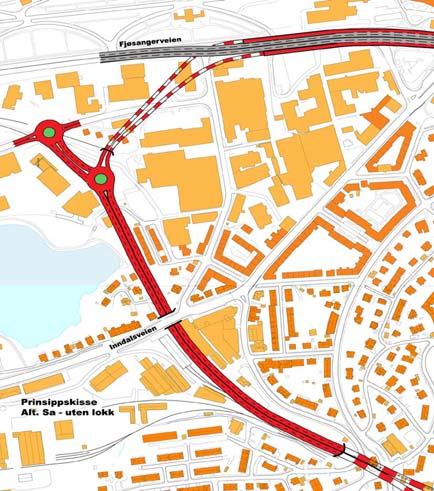 Figur 3: Illustrasjon av alternativ Sa. Konsekvensutredning, hovedrapport, E 16 Arnatunnelen I henhold til referat fra møte mellom forslagstiller og Statens Vegvesen datert 10.09.