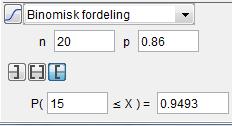 Kunden ønskjer at det skal vere sannsynleg med 95 % eller meir for at minst 15 av 0 lyspærer framleis lyser når det har