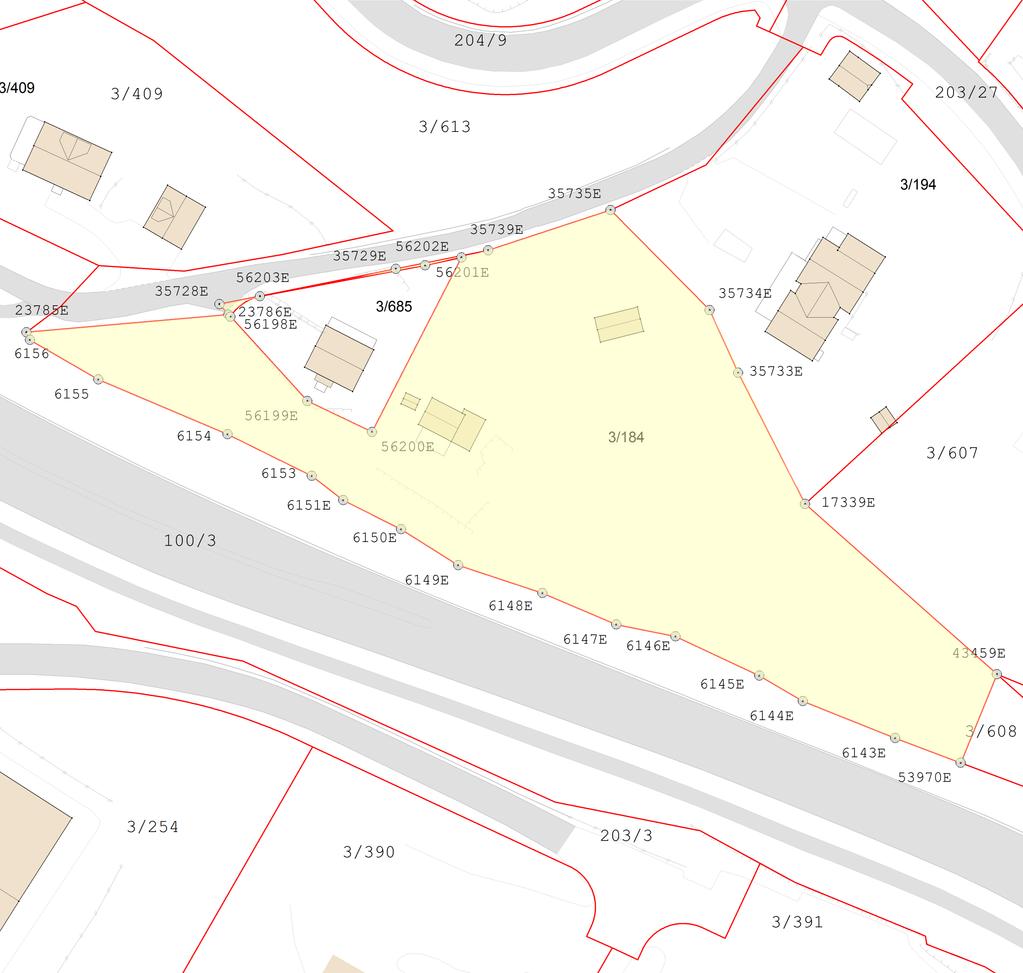 NITTEDAL KOMMUNE Eiendomskart med koordinatliste Gnr Bnr 3 184 Målestokk Dato 1: 1000 13.11.