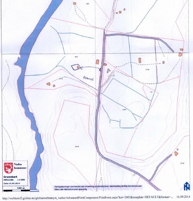 5/93, med plassering av hytta