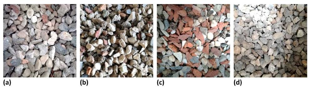 3.3 Internasjonale undersøkelser Bassani and Tefa (2018) studerte 3 typer resirkulert tilslag fra byggavfall, se fig. 3. Produksjonsmetodene var både slagmølle (1) og kjefteknuser (2, 3).