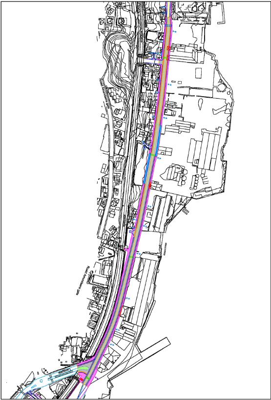 Scenario 1 (2023): Beskrivelse av alternativet Her er det status quo på området. Transformasjonsområdet framstår som i dag. Bussvei 15,6 m (fig.3) er etablert. Bussveien er i full drift.