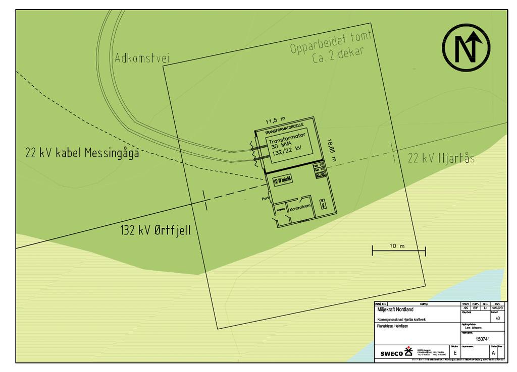 Side 21 Kart 6: Planskisse over Kvannbekken transformatorstasjon. (Kilde: Miljøkraft Nordland, 2013.