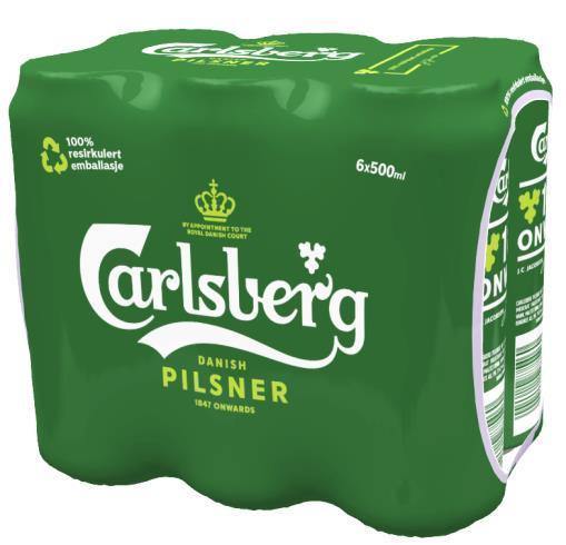 Carlsberg 100% resirkulert shrink Segment: Først og fremst offtrade. 1. Carlsberg resirkulert shrink er den første 6-packen på markedet som benytter 100% resirkulert plast 2.