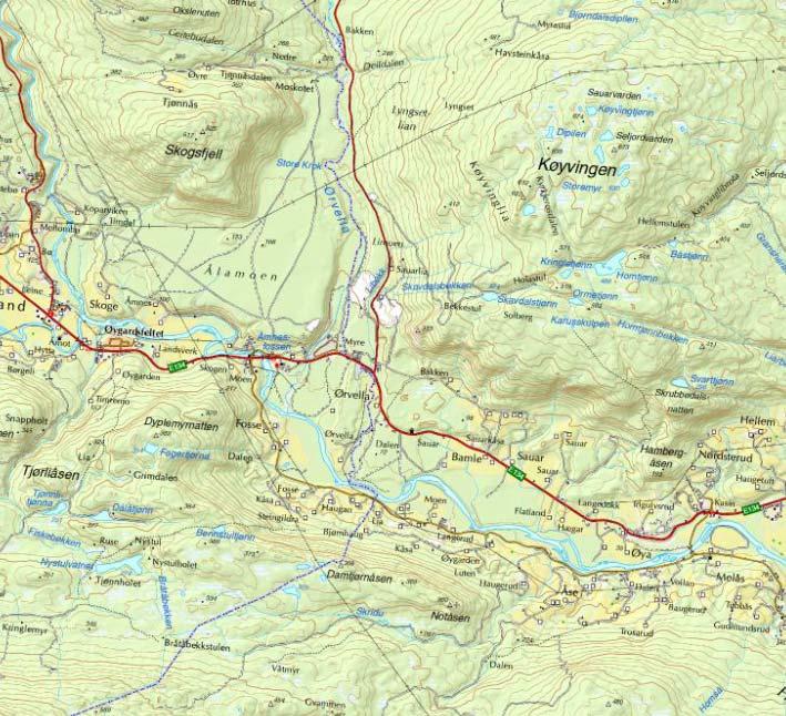 Til Rjukan E 134 Til Seljord Lidalen Grustak Til Notodden Karttype Kommune Prosjekt