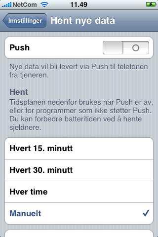 Manuelt om du ønsker å bestemme selv når du får epost, eller