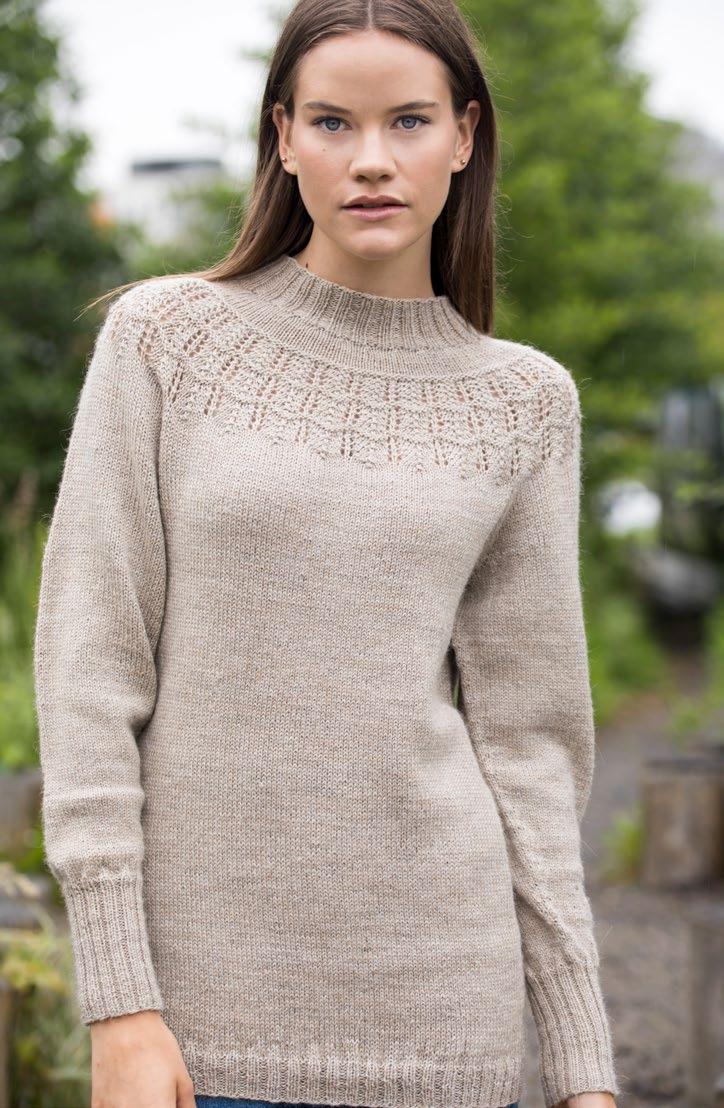 19-30 SANNA GENSER BEIGE GARN BRUKT I DENNE OPPSKRIFTEN: ADORE ALPAKKA, 60 % alpakka, 40 % akryl, 50 gram = ca 160 meter DESIGN House of Yarn STØRRELSER S (M) L (XL) OBS!