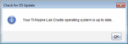 Hvis operativsystemet ikke er oppdatert, inneholder dialogboksen en melding om at det finnes en ny versjon av operativsystemet. 5. Klikk på OK for å lukke dialogboksen.