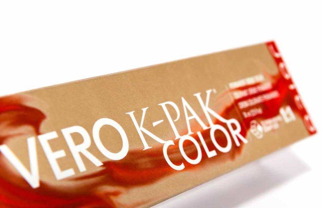 Vero K-Pak Color Permanent Crème Color med Trans-Cuticle Delivery System og Quadramine Complex.