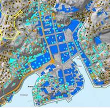 Arendal sentrum: 5 min gangavstand 1181 mennesker på 322 daa. Tettheten 3,7 pers/daa (per 1. januar 2016).