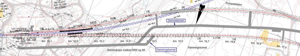 Det ene løpet går (som tidligere) inn på Tanumtunnelen ved Km 16,0, mens det andre løpet fortsetter vestover, parallelt med det