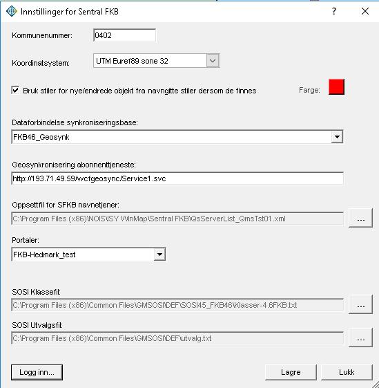 4.2. Sett innstillinger for Sentral FKB Velg knapp Innstillinger fra meny Sentral FKB.