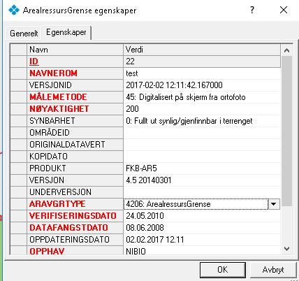 Nb! IDENT (Navnerom og Lokalid) er påkrevd egenskap som ordnes automatisk av WinMap.