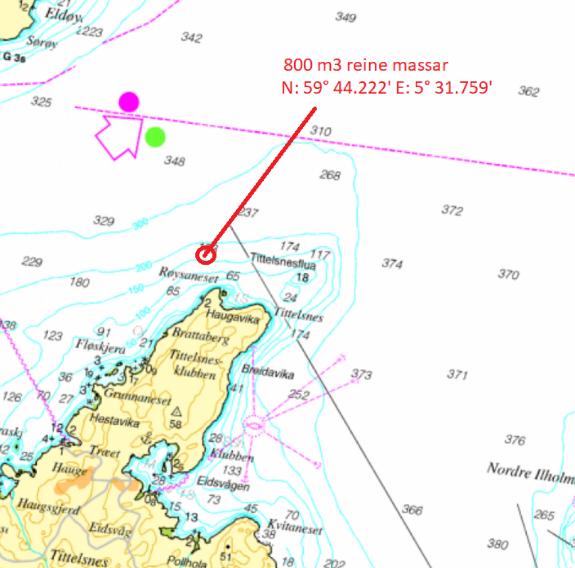 Figur 2 Dumpeområde Tiltaket er tenkt utførd haust/vinter 2019. Det skal nyttast siltgardin rundt mudreområdet.