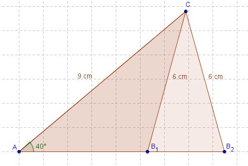 Oppgåve 5 ( poeng) Gitt to ulike trekanta r ABC som er slik at A 0, BC 6,0 cm og AC 9,0 cm.