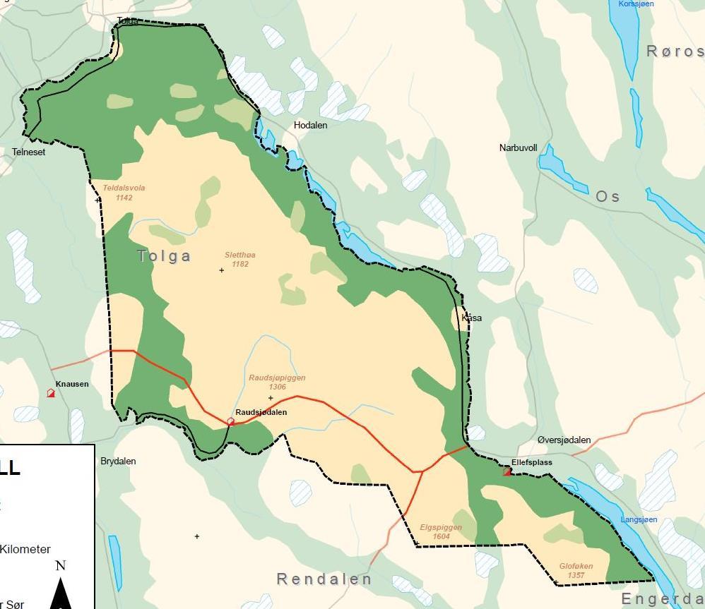 TOLGA ØSTFJELL VILLREINOMRÅDE Foreslått
