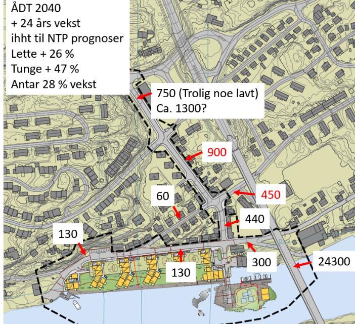 20 4.2 Eksisterende bebyggelse Oppsummert så beskriver veileder til retningslinje for behandling av støy i arealplanlegging (T-1442), følgende ved økning i trafikk som følge av ny utbygging: