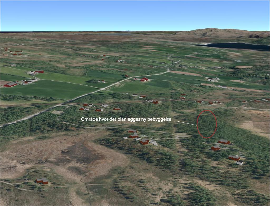 Fig. 5: Viser tenkt plassering av ny bebyggelse i forhold til omgivelsene.