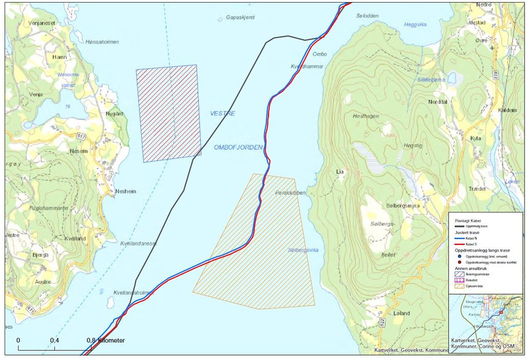 Side 5 Figur 2: Traséjustering Vestre Ombofjorden.