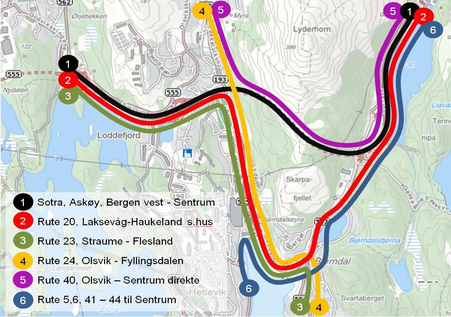 stor busstrafikk gjennom studieområdet, jf.