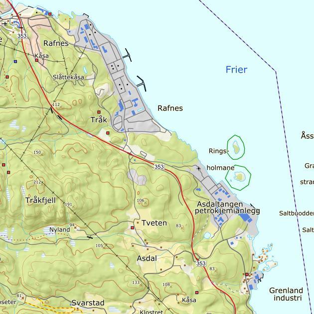 Innenfor planavgrensningen er det registrert en malmforekomst med bly sink mineralisering ved Asdalstrand.