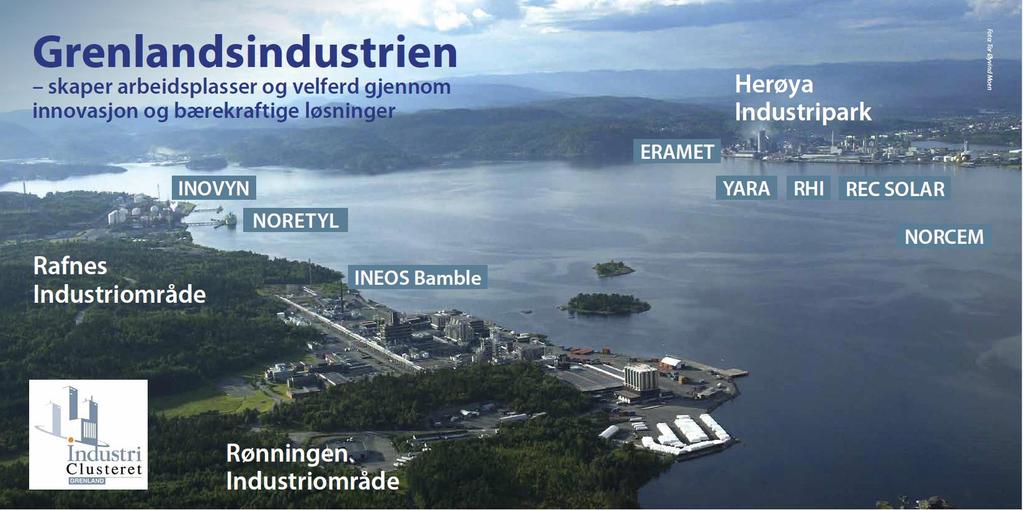 4.6. Andre samfunnsmessige virkninger Lokale og regionale virkninger 3 Industriområdene Rafnes, Rønningen, Herøya og Voll ligger alle ved Frierfjorden og utgjør i dag Norges prosessindustrielle