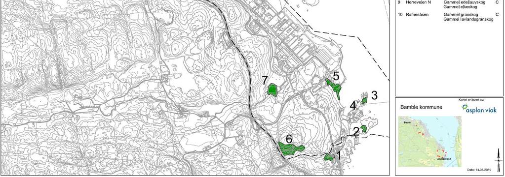 Nr Lokalitet Naturtypekategori Verdi 1 Verdi KU 2 1. Asdalbekken nedre Gråor-heggeskog med stort innhold av gran C Middels 2.