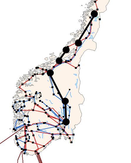 6 Priseffekt og nytte av gjennomgående AC-forbindelse nord-sør Med en ny 420 kv mellom Sogndal og Aurland vil vi i praksis ha én 420 kv-ledning i parallell med én 300 kv-ledning mellom Nedre Røssåga,