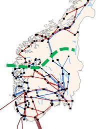Figur 6-4: Nettmessig skille mellom Midt- og Sør-Norge Figur 6-5: Flyt fra Midt-Norge til Sør-Norge i 2030 Hoveddelen av den nordiske nord-sør-flyten går gjennom Sverige (se for eksempel Figur 3-19).