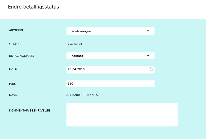 9. Manuelt endre betalingsstatus Dersom en deltaker betaler for sin påmelding på en annen måte en via betalingsmodulen (for eks.