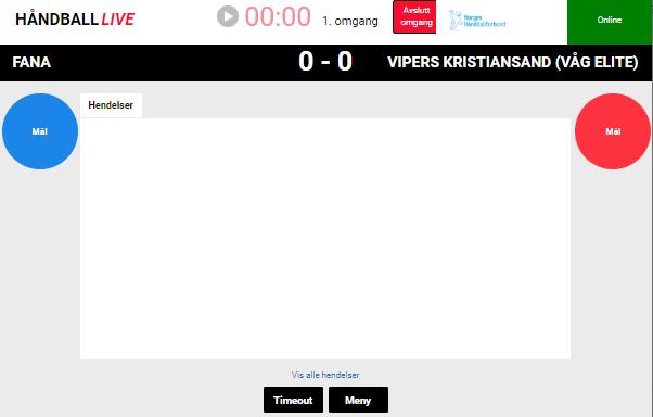 BRUKERVEILEDING LIVE HÅNDBALL ENKEL VERSJON KUN REGISTRERE MÅLSCORE