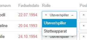 + Legg til fra spillerstall o laget spillerstall åpnes og en kan velge herfra. o merk hvilke rolle de ulike har i spillerstallen!