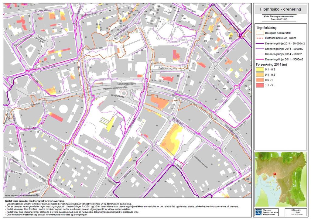 Kartlegging av dreneringslinjer og flomrisiko.