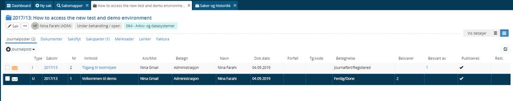 eller tabellvisning av