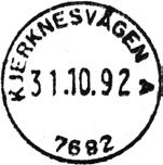1943 KJERKNESVÅGEN Innsendt Registrert brukt fra 30-6-43 TBK til 21-12-70 TK Stempel nr.