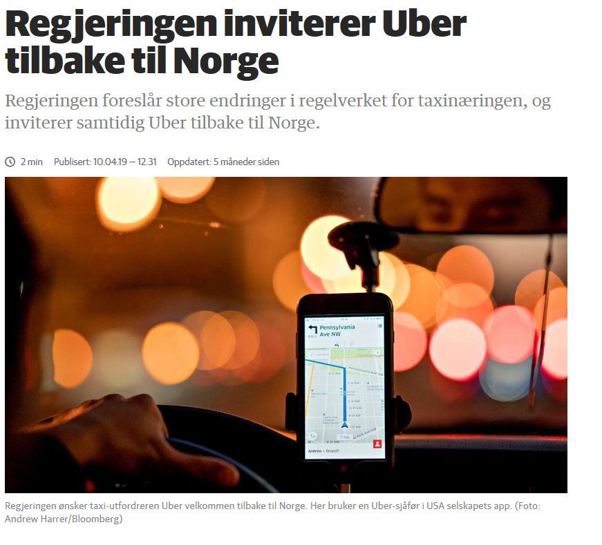 Uber: Tilbake i Norge,