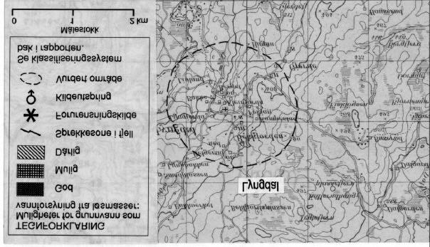 LYNGDAL Det vurderte området er avmerket på Fig. 2. Oppgitt vannbehov er ca. 0,6 l/s, basert på 150 pe og 350 l/pers/døgn. Bergartene i området består av kvartsdioritter og båndgneiser.