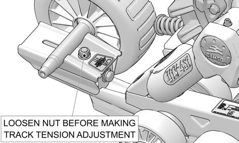 ADJUSTMENTS RUBBER TRACK TENSION CAUTION: The Track Tensioner assembly bolt must be loosened to adjust track tension.