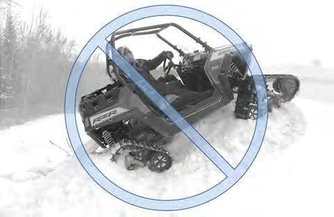 CAUTION: During a steep descent, it is advisable to keep the handlebars straight and to begin turning when the SxS is on flat ground, thus avoiding subjecting the vehicle