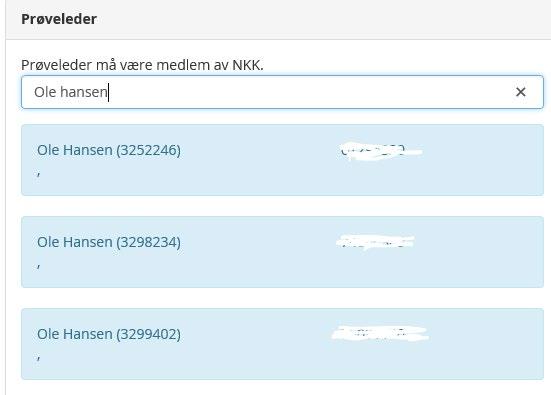 Adressen vil også vises Velg rett person ved å klikke på navnet Feltet blir da