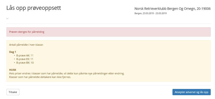 NB! Dersom priser endres, vil dette kun påvirke nye påmeldinger etter endring. Ikke allerede påmeldte ekvipasjer. Påmeldinger Under valget Påmeldinger er det 3 valg Vedlikehold Fravær og Ny påmelding.