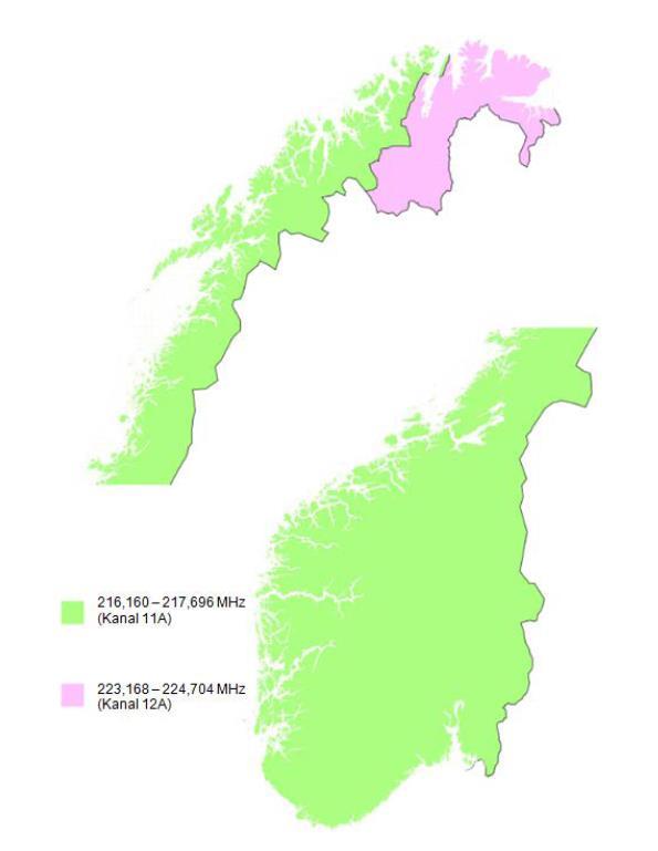 Figur 1: Riksblokk II som harmonisert i GE06-avtalen 6.3 Forstyrrelser Generelt kan bruken av frekvenser kan forstyrre og bli forstyrret.