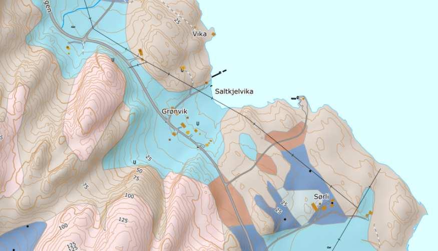 kvartærgeologisk kart over undersøkt område i